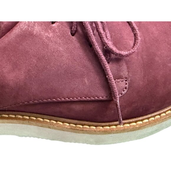 Samuel Hubbard Womens Burgundy Suede Lace-Up Oxford Shoes Size M US 6 EU 36 Leat - Picture 8 of 16